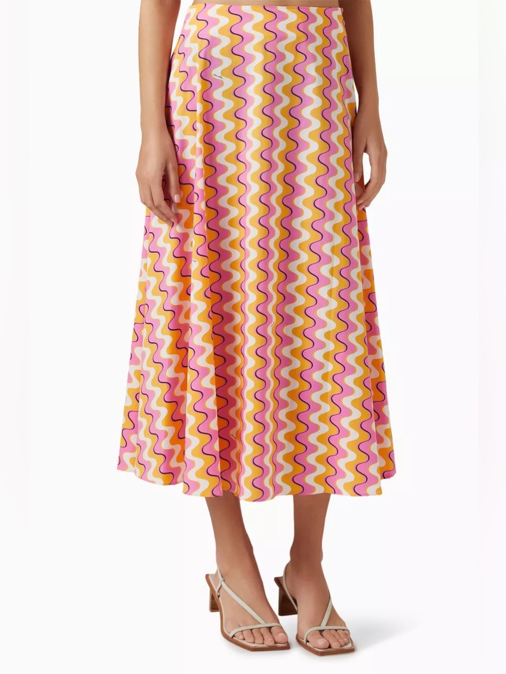 NWT MARELLA Galosce Printed Midi Skirt in Cotton Sz 2